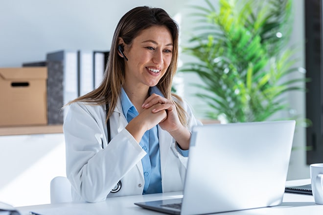 doctor providing telehealth addiction treatment